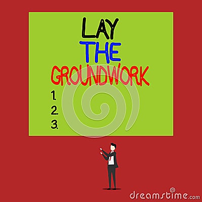 Handwriting text Lay The Groundwork. Concept meaning Preparing the Basics or Foundation for something Isolated view Stock Photo