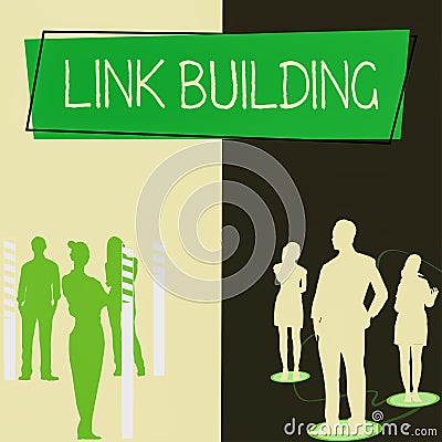 Handwriting text Link Building. Business concept Process of acquiring hyperlinks from other websites Connection Two Stock Photo