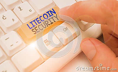 Handwriting text Litecoin Security. Concept meaning peertopeer cryptocurrency and opensource software Stock Photo