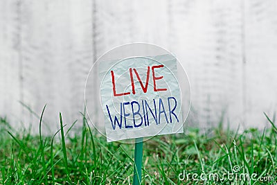Handwriting text Live Webinar. Concept meaning Interactive seminar transmitted over the web Real Time Plain empty paper Stock Photo
