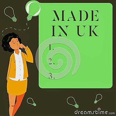 Text caption presenting Made In Uk. Business approach Something manufactured in the United Kingdom British production Stock Photo