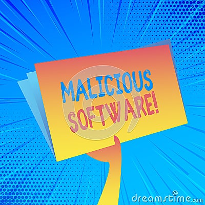 Handwriting text Malicious Software. Concept meaning the software that brings harm to a computer system Hand Holding and Stock Photo
