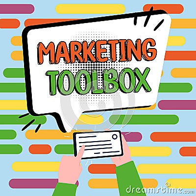 Handwriting text Marketing Toolbox. Business overview Means in promoting a product or services Automation Stock Photo