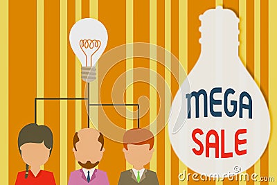 Handwriting text Mega Sale. Concept meaning The day full of special shopping deals and heavy discounts Group three Stock Photo