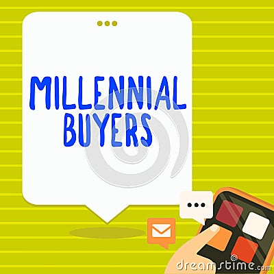 Handwriting text Millennial Buyers. Word for Type of consumers that are interested in trending products Stock Photo
