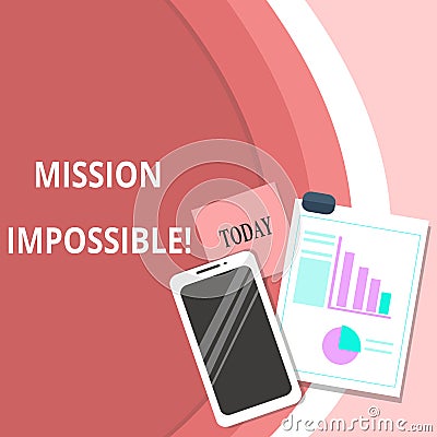 Handwriting text Mission Impossible. Concept meaning Difficult Dangerous Assignment Isolated Unimaginable Task Layout Stock Photo