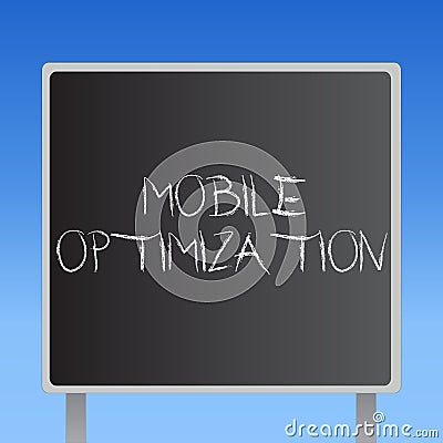 Handwriting text Mobile Optimization. Concept meaning Site Content Reformatted for Handheld or Tablet Devices Stock Photo