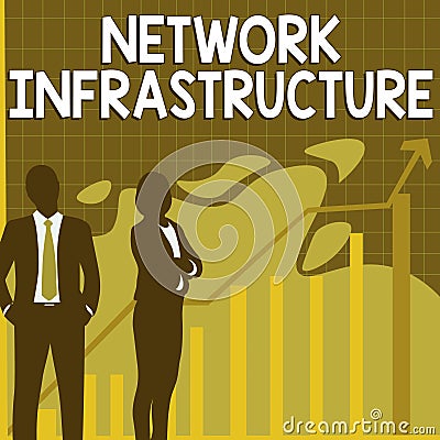 Text caption presenting Network Infrastructure. Conceptual photo Hardware and Software resources In and Out Connection Stock Photo