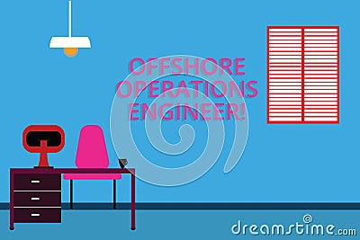 Handwriting text Offshore Operations Engineer. Concept meaning Supervising oil and gas operations in the rig Work Space Stock Photo