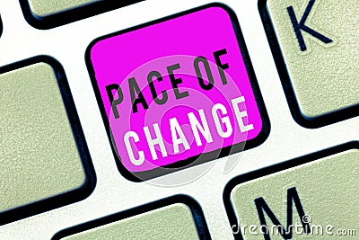 Handwriting text Pace Of Change. Concept meaning Shift in normal routine Variation in usual activities Stock Photo