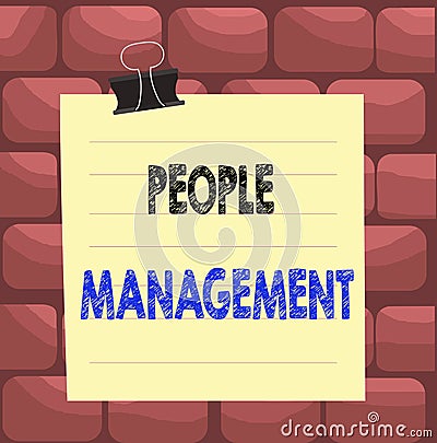 Handwriting text People Management. Concept meaning process of unlocking and channelling employees potential Paper lines binder Stock Photo