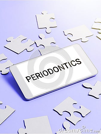 Text caption presenting Periodontics. Business idea a branch of dentistry deals with diseases of teeth, gums, cementum Stock Photo