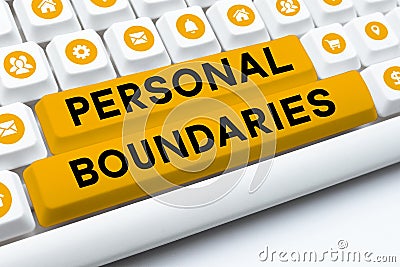 Handwriting text Personal Boundaries. Business overview something that indicates limit or extent in interaction with Stock Photo