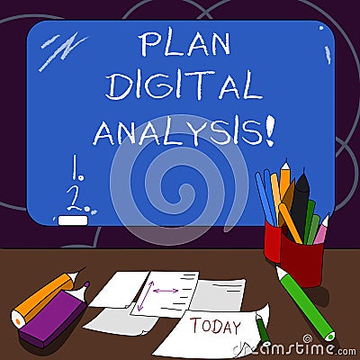 Handwriting text Plan Digital Analysis. Concept meaning Analysis of qualitative and quantitative digital data Mounted Stock Photo