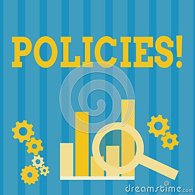 Handwriting text Policies. Concept meaning Business Company or Government Rules Regulations Standards. Stock Photo