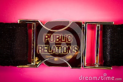 Handwriting text Public Relations. Concept meaning Communication Media People Information Publicity Social Words written black gol Stock Photo