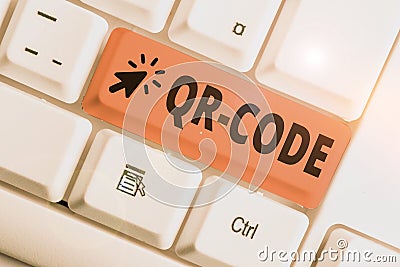 Handwriting text Qr Code. Concept meaning the trademark for a type of matrix barcode A machinereadable code Stock Photo