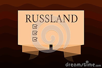 Handwriting text Russland. Concept meaning former empire of eastern Europe and northern Asia Slavic Stock Photo