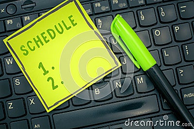 Handwriting text Schedule. Concept meaning plan for carrying out process procedure giving lists events times Stock Photo