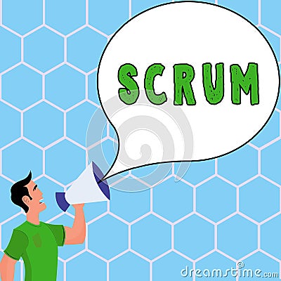 Handwriting text Scrum. Word Written on handwriting as distinct from print written characters of play Stock Photo