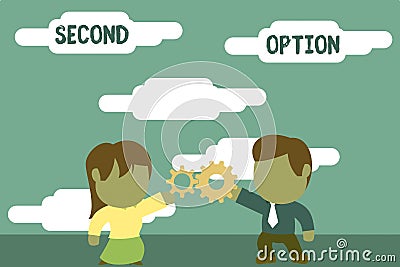 Handwriting text Second Option. Concept meaning Next Fiddle Not a priority Next Alternative Opportunity Standing young Stock Photo