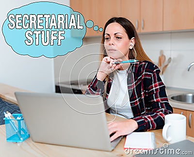 Handwriting text Secretarial Stuff. Internet Concept Secretary belongings Things owned by personal assistant Sharing Stock Photo