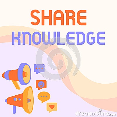 Handwriting text Share Knowledge. Conceptual photo teaching others what I learnt before Giving lectures Megaphones Stock Photo