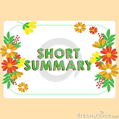 Handwriting text Short Summary. Business concept Brief statement of main points clear Stock Photo