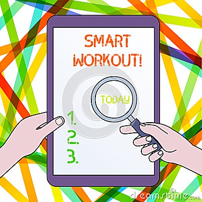 Handwriting text Smart Workout. Concept meaning set a goal that maps out exactly what need to do in being fit Hands Stock Photo