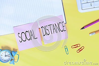 Handwriting text Social Distance. Concept meaning maintaining a high interval physical distance for public health safety Stock Photo