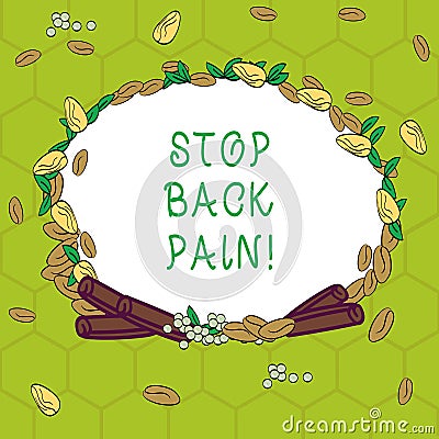 Handwriting text Stop Back Pain. Concept meaning Medical treatment for physical symptoms painful muscles Wreath Made of Stock Photo
