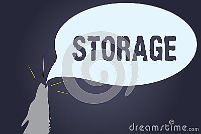 Handwriting text Storage. Concept meaning Action of storage something for future use Keep things safe Stock Photo