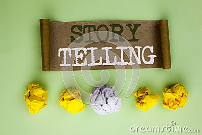 Handwriting text Story Telling. Concept meaning Tell or write short Stories Share Personal Experiences written on Cardboard Paper Stock Photo