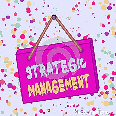 Handwriting text Strategic Management. Concept meaning formulation and implementation of the major goals Square rectangle unreal Stock Photo