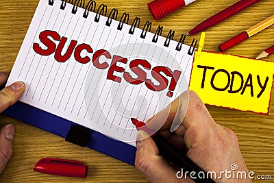 Handwriting text Success Motivational Call. Concept meaning Achievement Accomplishment of some purpose written by Marker in Hand o Stock Photo