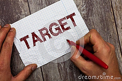 Handwriting text Target. Concept meaning person object or place selected as the aim of attack Life goal Stock Photo