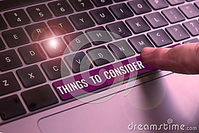 Handwriting text Things To Consider. Conceptual photo list to check or do it Shopping Schedule Time table Stock Photo