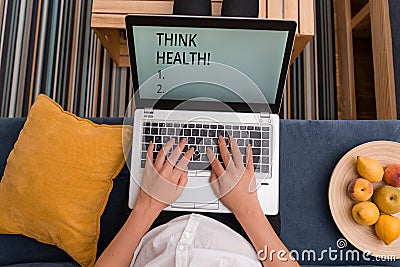 Handwriting text Think Health. Concept meaning state of complete physical mental and social well being. Stock Photo