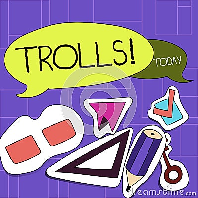 Handwriting text Trolls. Concept meaning Online troublemakers posting provocative inflammatory messages Two Blank Stock Photo