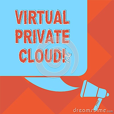 Handwriting text Virtual Private Cloud. Concept meaning configurable pool of shared computing resources Color Silhouette Stock Photo