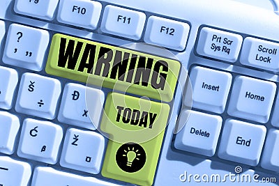 Handwriting text Warning. Internet Concept statement or event that indicates a possible or impending danger Stock Photo