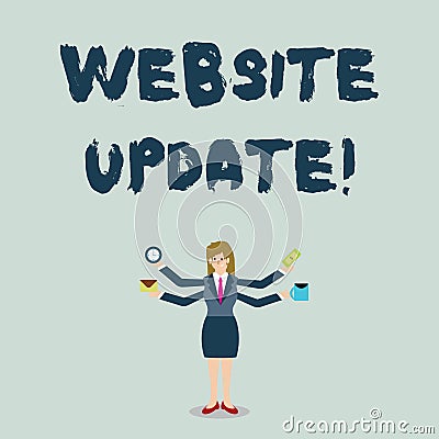 Handwriting text Website Update. Concept meaning keeping the webpage and content up to date and trendy Businesswoman Stock Photo