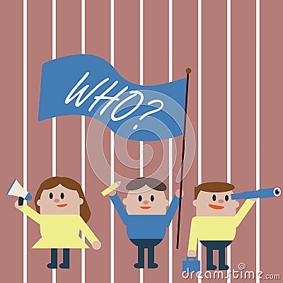 Handwriting text Who question. Concept meaning Asking the name of specific person Interrogating someone Stock Photo