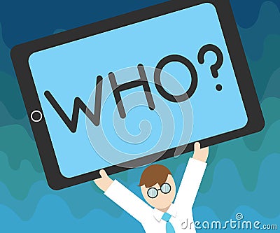 Handwriting text Who question. Concept meaning Asking the name of specific person Interrogating someone Stock Photo