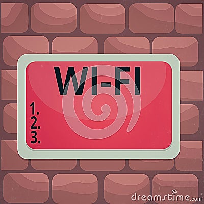 Handwriting text Wi Fi. Concept meaning radio technologies commonly used for wireless local area networking Board rectangle white Stock Photo