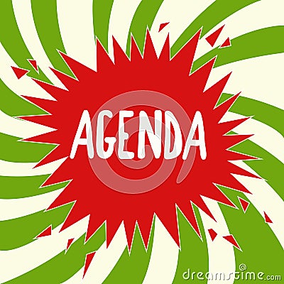 Handwriting text writing Agenda. Concept meaning To do list of items be discussed at formal important meeting Stock Photo