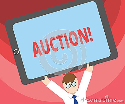 Handwriting text writing Auction. Concept meaning Public sale Goods or Property sold to highest bidder Purchase Stock Photo