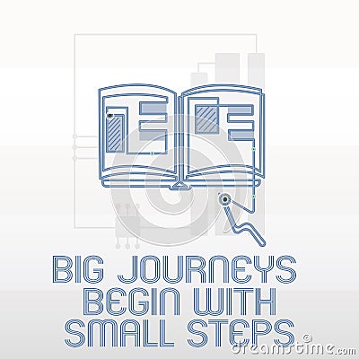 Handwriting text writing Big Journeys Begin With Small Steps. Concept meaning Start up a new business venture Stock Photo