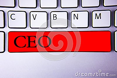 Handwriting text writing Ceo. Concept meaning Chief Executive Officer Head Boss Chairperson Chairman Controller Keyboard red key I Stock Photo
