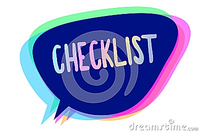 Handwriting text writing Checklist. Concept meaning List down of the detailed activity as guide of doing something Stock Photo